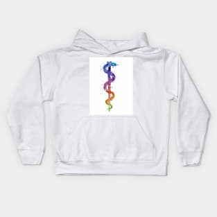 Rod of Asclepius Colorful Watercolor Pharmacy Art Kids Hoodie